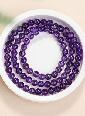 天然紫水晶6mm多圈手链巴西紫色