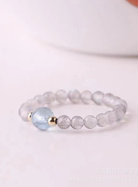 水晶多巴胺戒指女小众设计个性串