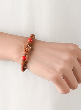 老山檀香文艺手串6/8mm单圈DIY女