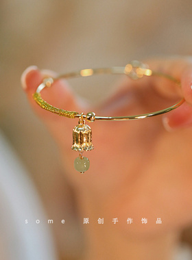 铃兰*和田玉手镯铃铛ins小众设计