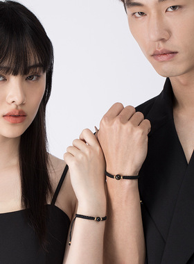 黑曜石情侣手链一对女生ins小众