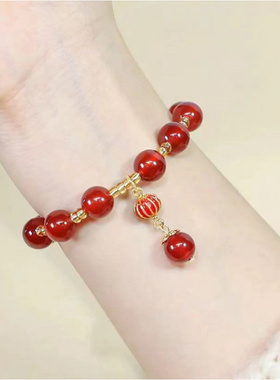 红灯笼玛瑙玉髓手链喜气高级感手