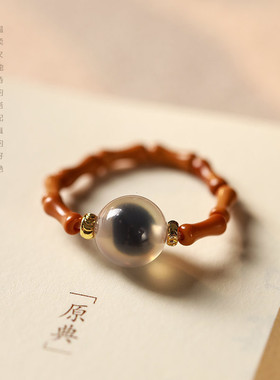 设计感糖心玛瑙戒指小清新手工编