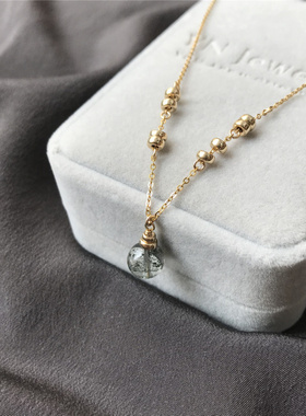 典润珠宝绿幽灵项链14k包金女锁