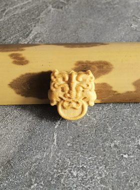 汉水秋寒竹雕挂件配饰钱币兽面