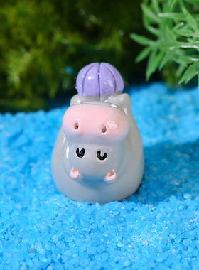 微景观摆件卡通可爱嬉闹树脂小摆件仿真小河马公仔DIY装饰品配件