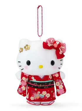日本正版HelloKitty玩偶玉桂狗花火祭和服kt猫公仔包挂件生日礼物