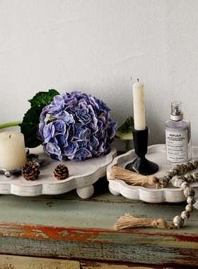 复古首饰盘香薰托盘玄关钥匙收纳盘家居摆件置物架串珠盘花盆托架