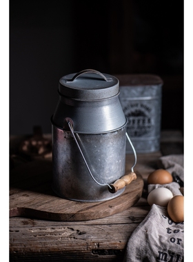 手提奶壶牛奶壶插花桶复古做旧