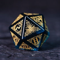 Colour blue zircon Chronic singularity COC running group dice DND dice dragon with underground city D20 jewel