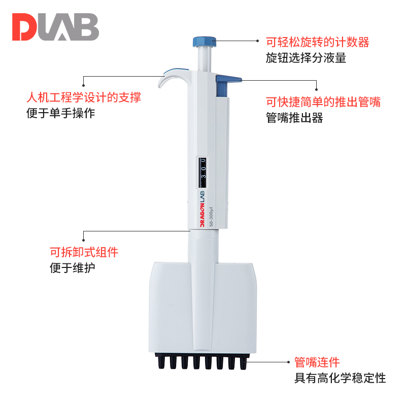 大龙移液器手动单道八道移液枪可调大容量数字量程加样器实验用-图1