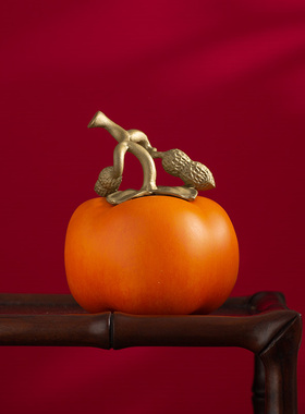 黄铜好事发生柿柿如意摆件礼品