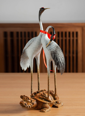 龟鹤延年吉祥双喜鹤高档摆件礼物