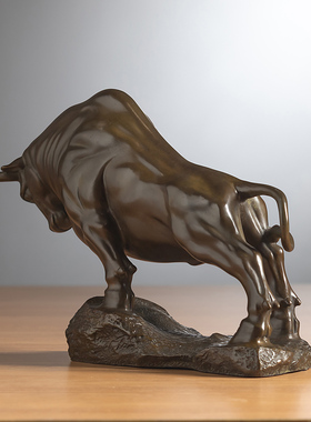 黄铜牛气冲天开拓牛摆件