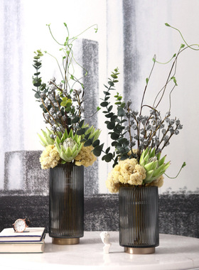 简约现代玻璃花瓶透明插花瓶北欧美式客厅餐桌轻奢家居装饰品