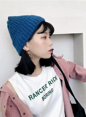 毛线帽子女马海毛尖顶潮韩国学生保暖包头坐月子针织简约冬季男生