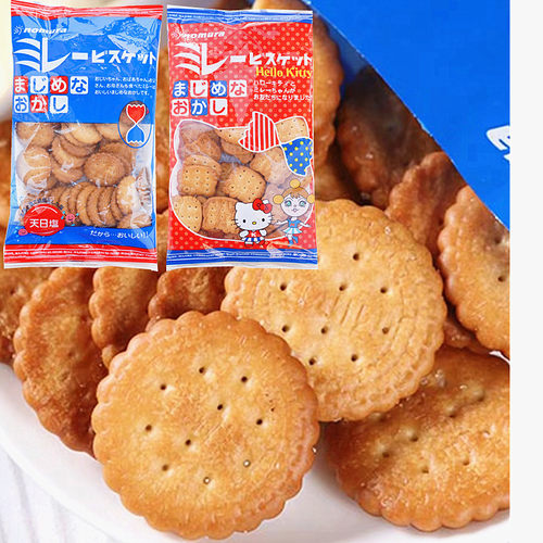 日本进口零食品 野村制果天日盐淡盐味韧性饼干松脆小圆饼 - 图0