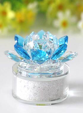 水晶莲花摆件桌面装饰送人礼品