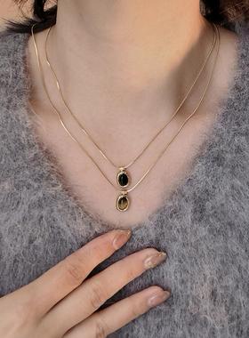 白百合同款方形黑玛瑙项链