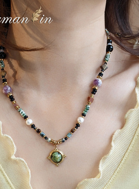 设计师款彩色串珠锁骨链