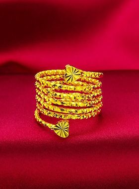 铜合金女士戒指五角星蝴蝶爱心戒指古法时尚圈圈环弹簧转运珠戒指