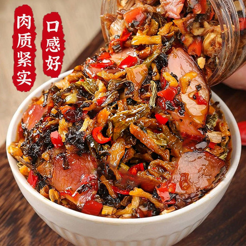 外婆菜炒腊肉下饭菜瓶装即食湖南农家酱菜咸菜拌饭香辣开胃菜罐装 - 图1