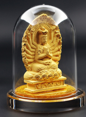 金馨豪品绒沙金汽车摆件车上车用佛像千手观音车内装饰品车载观音