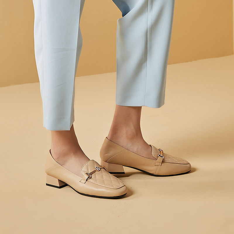 马衔扣乐福鞋女真皮2025新款春秋中跟单鞋软皮粗跟英伦风小皮鞋,淘宝优惠券,粉丝福利购,淘宝优惠卷