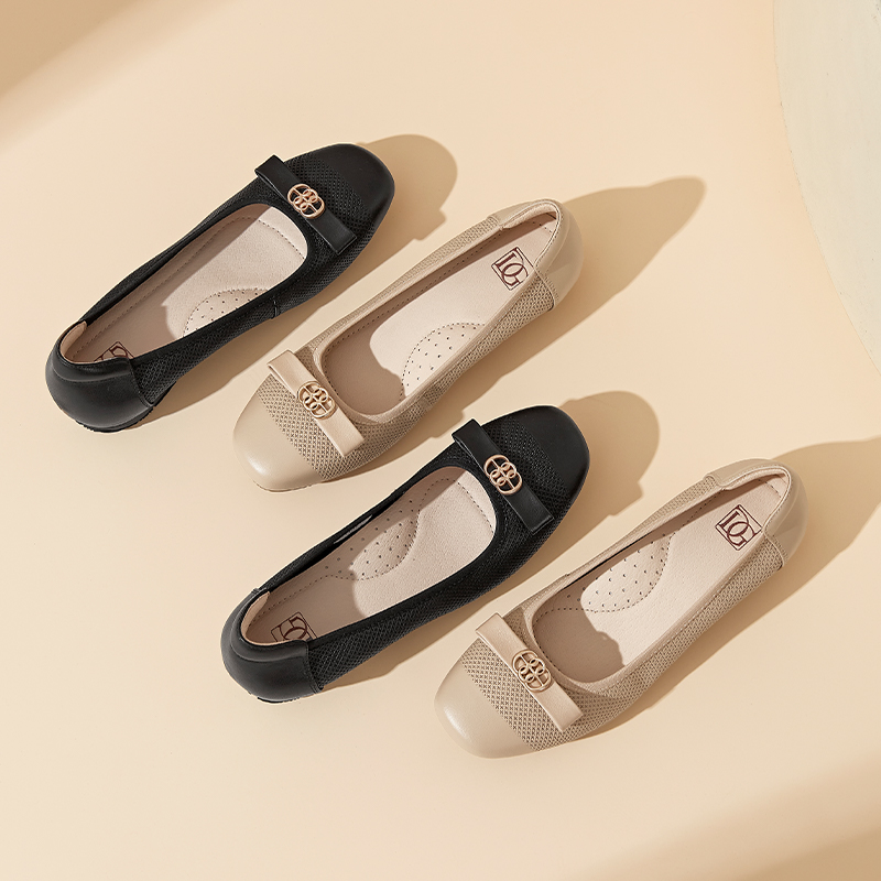 【商场同款】真皮单鞋坡跟内增高女鞋2025新款秋季正装皮鞋妈妈鞋 - 图3