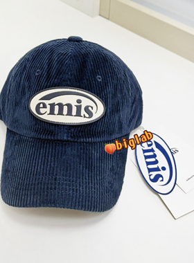 Emis灯芯绒保暖刺绣棒球帽