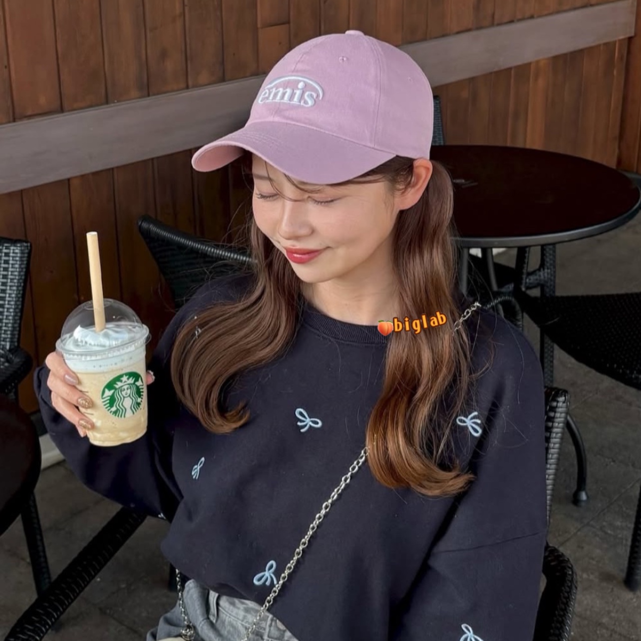 韩国代购emis赵露思同款棒球帽男女百搭显脸小鸭舌帽学生情侣帽 - 图1