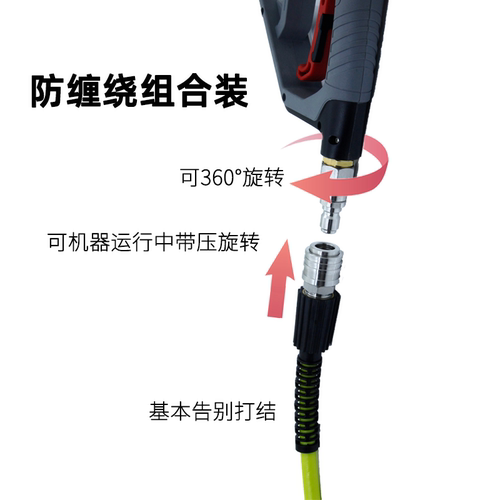 3/8和1/4高压水枪洗车机出水口快插式不锈钢自锁快接头M22防缠绕 - 图0