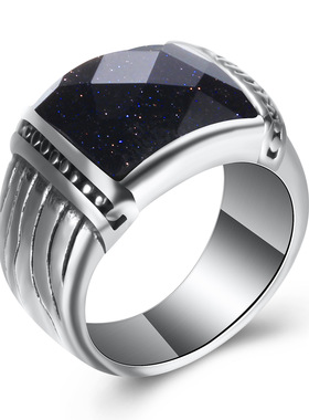 饰品镶钻钛钢红色宝石情侣戒指