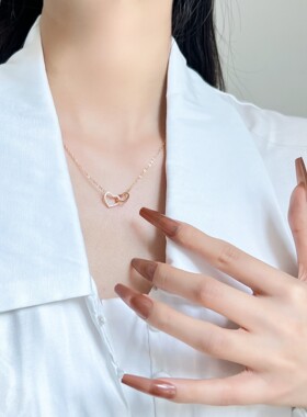 瑞铂朗 源自新加坡团队设计轻奢ins爱心相扣纯银项链女锁骨链百搭
