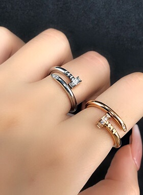 钛钢男女情戒 ins风轻奢螺旋食指手饰钉形指环 Nail Rings