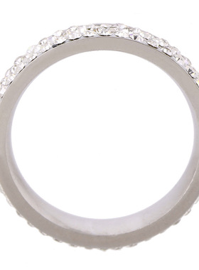 白色捷克钻欧美风女士钛钢戒指