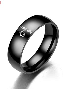 瑞铂朗2020欧美新款 I LOVE YOU黑色典雅 女王时尚情侣戒指对戒