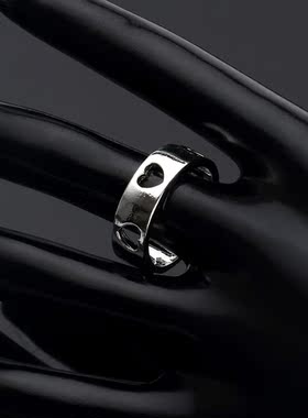 光面镂空韩版时尚风银戒指深圳厂