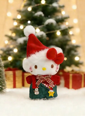 正版hellokitty包包挂饰圣诞老人kt猫毛绒公仔玩偶包挂件节日礼物