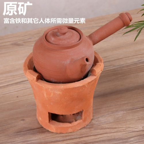 红泥炭炉潮州传统手工功夫茶炉橄榄碳炉煮茶壶砂铫紫砂风炉取暖炉 - 图2