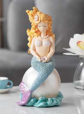 美人鱼摆件唯美装饰品卡通树脂饰品工艺创意可爱北欧公仔桌面客厅