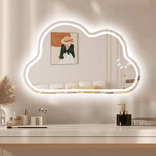 瑞意云朵智能带灯洗手间壁挂防雾浴室镜卧室梳妆台免打孔化妆镜子 - 图0