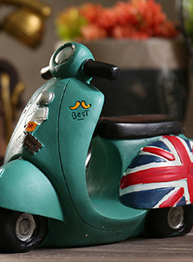 数字英伦风儿童房摩托车存钱罐