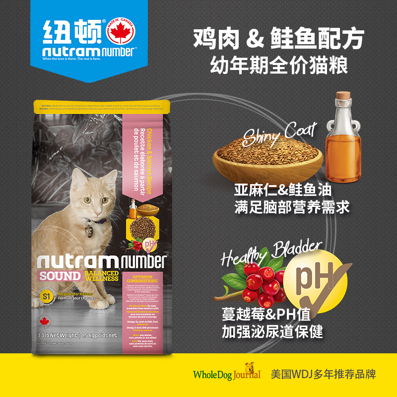 加拿大进口纽顿S1幼猫粮1-12月奶猫离乳增肥发腮全价猫粮5.45kg优惠券
