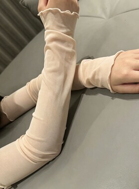 高弹长款防晒手袖冰丝蕾丝袖套女超仙透气性感打底网纱袖开车遮阳