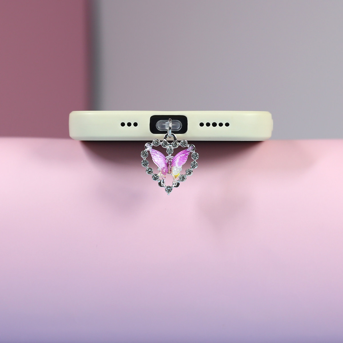 爱心水钻蝴蝶手机防尘塞挂饰挂件吊饰吊坠配件装饰品情人节礼物