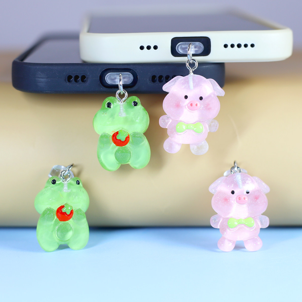 手机防尘塞挂件饰品配件可爱小猪青蛙DIY情侣挂件卡通公仔情人节