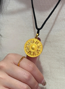 古法金包银福运镂空八宝罗盘项链