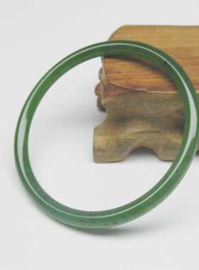 圆条天然阳绿翡翠玉镯子老坑