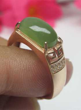 天然玉石新疆和田玉俄罗斯碧玉925彩银猫眼活扣男女款时尚老料